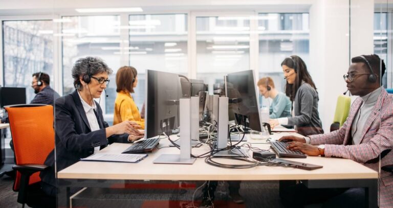 call center team hard at work