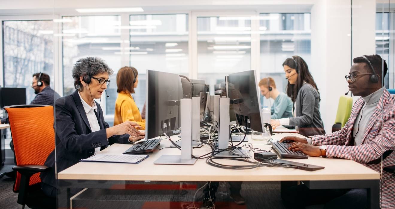 call center team hard at work