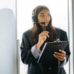 Call Center Employee taking a call