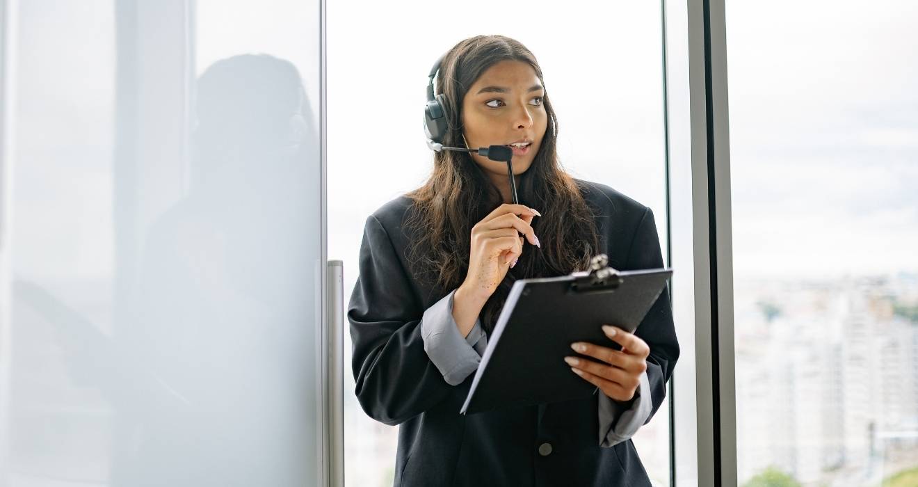 Call Center Employee taking a call